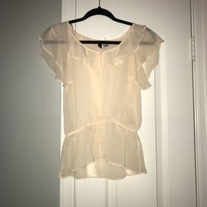 Women’s Pale Pink See Through Ruffle Top